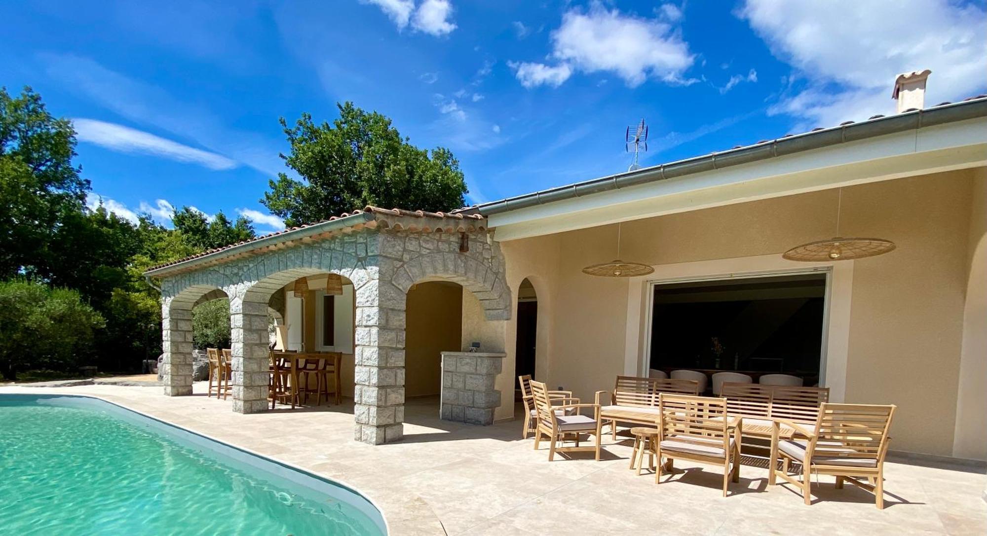 Maison Pour 12P, Piscine A Debordement Chauffee D'Avril A Octobre Inclus Ruoms Luaran gambar